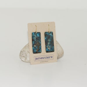 Verdigris Brass Patina Dangle Earrings, Gifts for her, Colorful Jewelry, Vintage/Boho Jewelry, Anniversary Gift