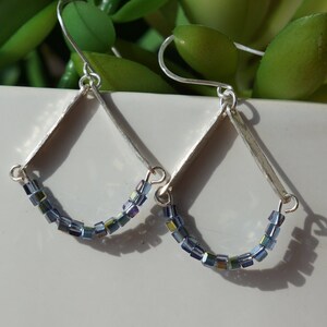 Handmade Silver Bar Beaded Earring, Gift for her, Dangle Earrings, Birthday gift, Statement Jewelry