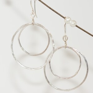 Sterling silver Dangle Hoop Earrings, Art Deco Jewelry, Handmade Jewelry, Statement Earrings