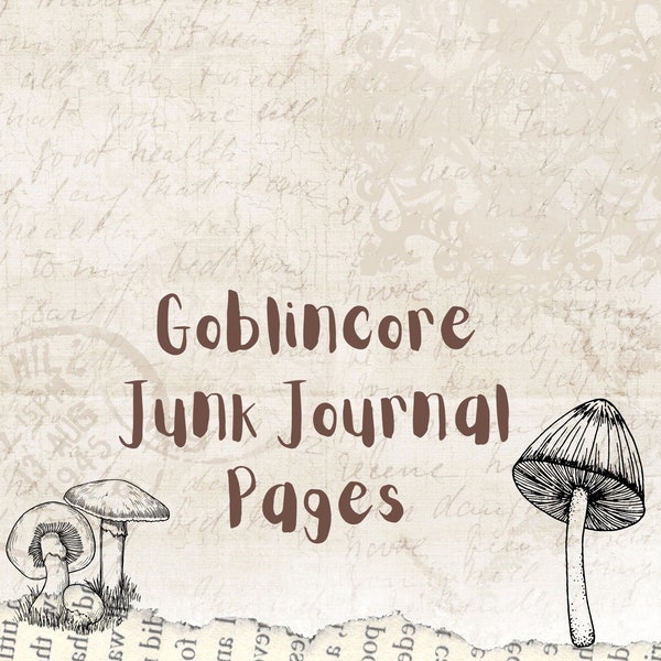 Goblincore Printable Journal Writing Paper pages | mushrooms moths and plants | full page a4 vintage paper designs instant download