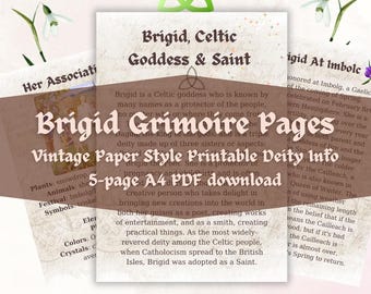 Brigid Goddess Grimoire Reference Pages for Beginner Witches (A4 Printable PDF)