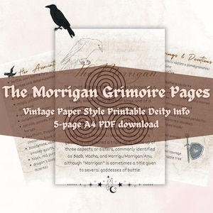 The Morrigan Goddess Grimoire Reference Pages for Beginner Witches (A4 Printable PDF)