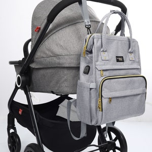 Baby Bag, Backpack, Bag Diaper Bag with USB charging Portal, Multi functional Diaper Bag