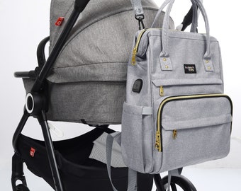 Baby Bag, Backpack, Bag Diaper Bag with USB charging Portal, Multi functional Diaper Bag