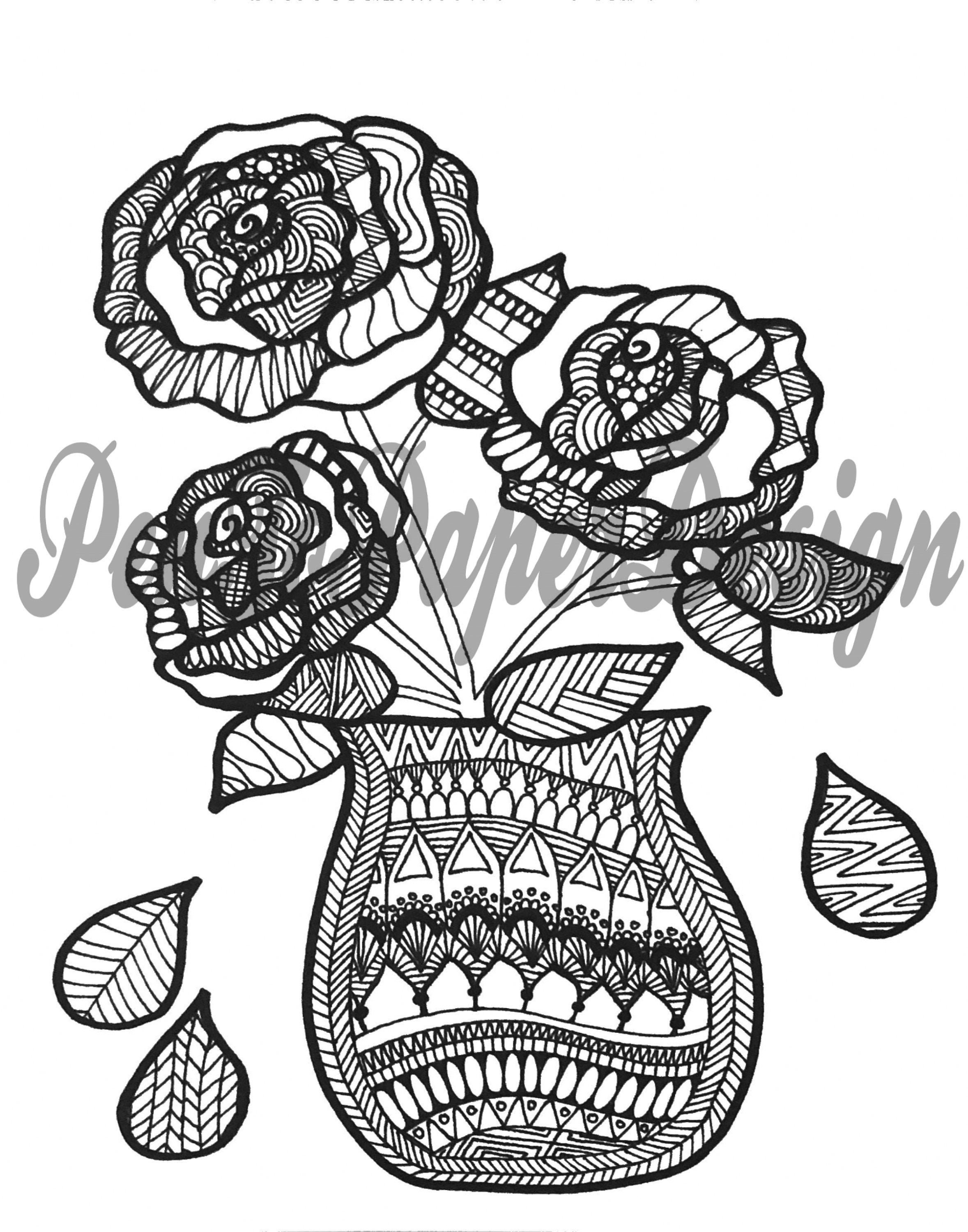 Digital Download Flower Coloring Sheet | Etsy