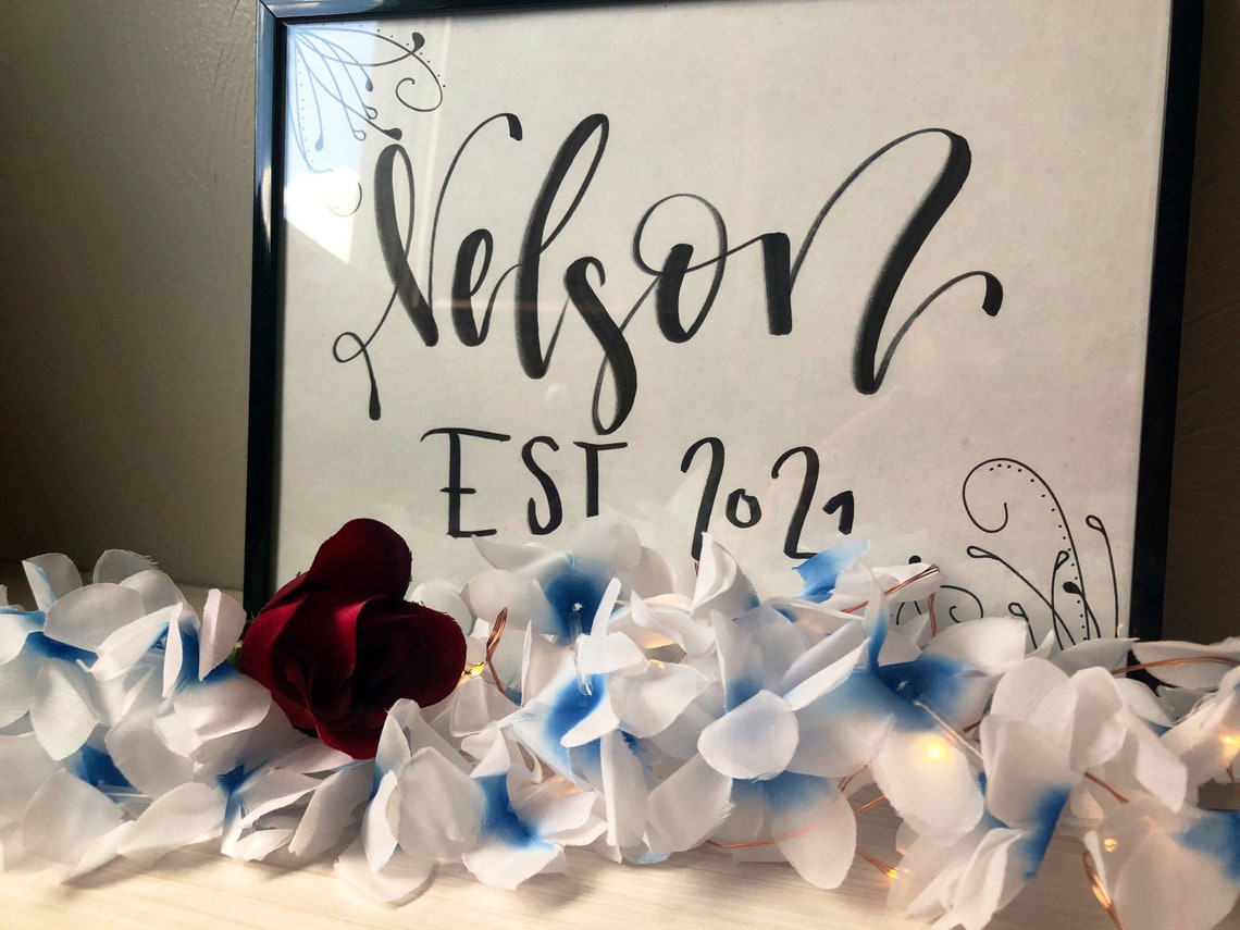 Custom last name written in Calligraphy on Cardstock Etsy