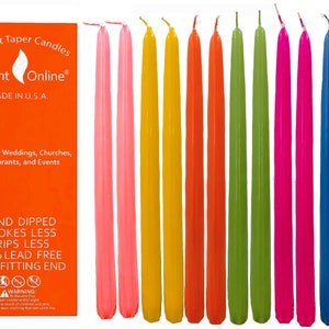 D'light Online Elegant Taper Candles Premium Quality -  Hand-Dipped, Dripless and Smokeless - Set of 12