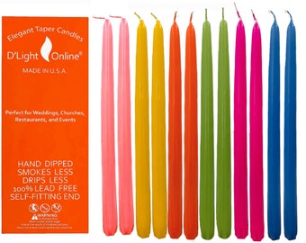 D'light Online Elegant Taper Candles Premium Quality -  Hand-Dipped, Dripless and Smokeless - Set of 12