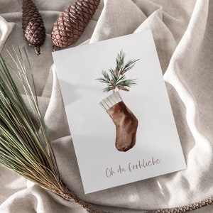 Weihnachtskarte A6, Weihnachtsgeschenk, Strukturpapier, Karte, Moderne Postkarte zu Weihnachten, Grußkarte, Advent, Wasserfarbe, Aquarell