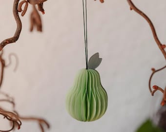 Herbstdeko Papieranhänger Birne Herbst - hellgrün