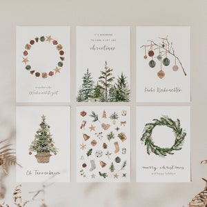 6er Set Weihnachtskarten Struktupapier, Weihnachtsgeschenk, Karte, Moderne Postkarten zu Weihnachten, Grußkarte, Advent, Wasserfarbe, Rustic