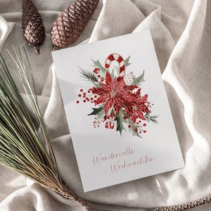 Weihnachtskarte A6, Weihnachtsgeschenk, Strukturpapier, Karte, Moderne Postkarte zu Weihnachten, Grußkarte, Advent, Wasserfarbe, Aquarell