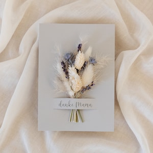 Geschenk zum Muttertag, Muttertag Grußkarte mit Trockenblumen, Muttertagskarte, Geschenkidee, Muttertagsgeschenk hellblau