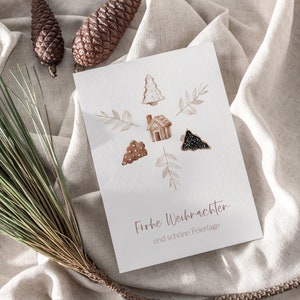 Weihnachtskarte A6, Weihnachtsgeschenk, Strukturpapier, Karte, Moderne Postkarte zu Weihnachten, Grußkarte, Advent, Wasserfarbe, Aquarell