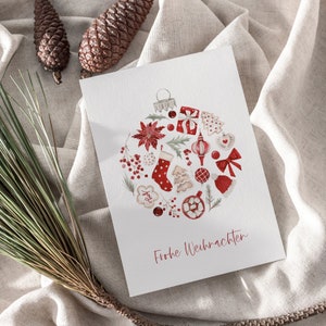 Weihnachtskarte A6, Weihnachtsgeschenk, Strukturpapier, Karte, Moderne Postkarte zu Weihnachten, Grußkarte, Advent, Wasserfarbe, Aquarell