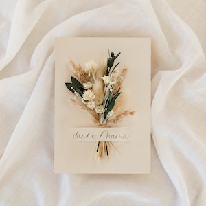 Karte Muttertag Grußkarte mit Trockenblumen, Muttertagskarte, Geschenkidee, Muttertagsgeschenk, Geschenk zum Muttertag, beige