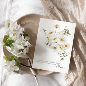 Muttertag Grußkarte mit Blumen-Motiv, Geschenk zum Muttertag, Geschenkidee, Muttertagskarte, Muttertagsgeschenk grün gelb weiß