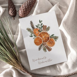 Weihnachtskarte A6, Weihnachtsgeschenk, Strukturpapier, Karte, Moderne Postkarte zu Weihnachten, Grußkarte, Advent, Wasserfarbe, Aquarell