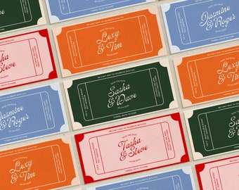 Ticket Save The Date Template | Digital Download | DIY Wedding Date Announcement Template | Instant Download