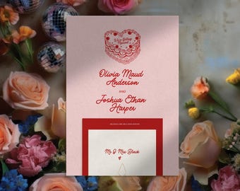 Vintage Heart Wedding Invitation Template | Digital Download | DIY Wedding Invite Template | Instant Download