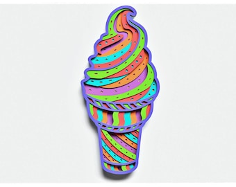 Ice Cream Layered Design for cutting, Ice Cream mandala for laser and paper cut, Ice Cream Vector SVG Mandala for Cricut, Glowforge, etc.