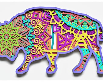 Bison Mandala Layered Design for cutting, Bison Mandala for laser and paper cut, Bison Mandala Vector SVG Mandala for Cricut, Glowforge, etc
