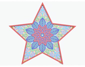 Star Mandala Layered Design for cutting, Star Mandala for laser and paper cut, Star Mandala Vector SVG Mandala for Cricut, Glowforge, etc