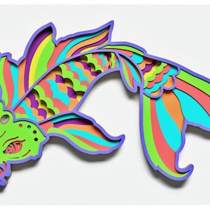 Koi Carp Layered Design for cutting, Vector file for laser and paper cut, Koi Carp Vector SVG Mandala for Cricut, Glowforge, etc.