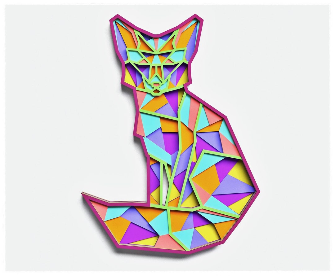 Fox Design Using 2x6 Geometric Fox Layered Design for Cutting, Fox Files for Laser and Paper ...