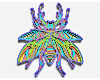 Beetle Layered Design for cutting, Vector file for laser and paper cut, Beetle Vector SVG Mandala for Cricut, Glowforge, etc.