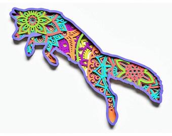 Fox Mandala Layered Design for cutting, Fox Mandala for laser and paper cut, Fox Mandala Vector SVG Mandala for Cricut, Glowforge, etc