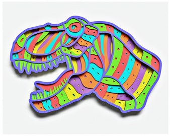 Tyrannosaurus Layered Design for cutting, Tyrannosaurus mandala for laser and paper cut, Tyrannosaurus Vector Mandala for Cricut, Glowforge