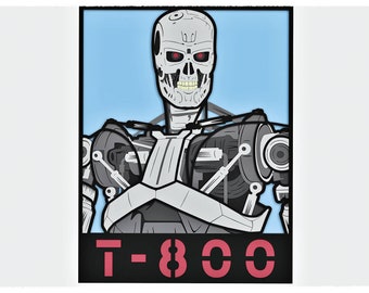 Killer Robot Layered Design para corte, Cartoon Robot Vector archivo para láser y corte de papel, Robot Vector SVG Mandala para Cricut, glowforge