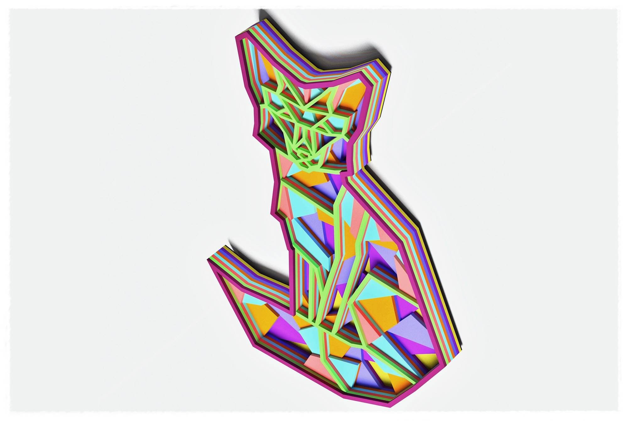 Fox Design Using 2x6 Geometric Fox Layered Design for Cutting, Fox Files for Laser and Paper ...