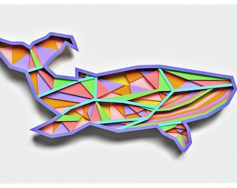 Whale Layered Design for cutting, Vector file for laser and paper cut, Whale Vector SVG Mandala for Cricut, Glowforge, etc.