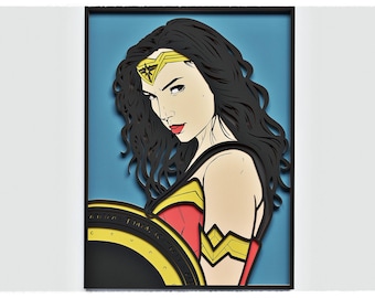 Hero Woman Layered Design for cutting, Superhero Vector file for laser and paper cut, Superhero Vector SVG Mandala for Cricut, Glowforge