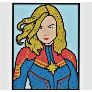 Hero Woman v2 Layered Design zum Schneiden, Superheld Vektor Datei für Laser- und Papierschnitt, Superheld Vektor SVG Mandala für Cricut, Glowforge