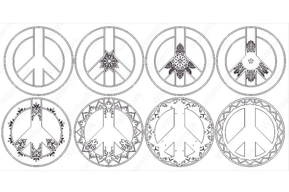 Peace Sign Layered Design for Cutting, Peace Sign Mandala for