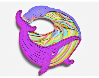 Whale Layered Design for cutting, Vector file for laser and paper cut, Whale Vector SVG Mandala for Cricut, Glowforge, etc.