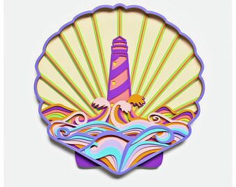 Lighthouse Layered Design for cutting, Lighthouse mandala for laser and paper cut, Lighthouse Vector SVG Mandala for Cricut, Glowforge, etc.