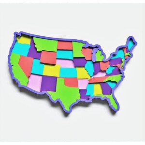 USA Map Layered Design zum Schneiden, Vektordatei zum Laser- und Papierschnitt, USA Map Vector SVG Mandala für Cricut, Glowforge, etc.