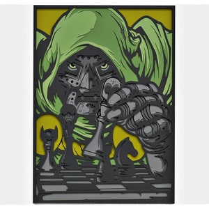 Villian Layered Design pour la découpe, Fichier vectoriel Superhero pour découpe laser et papier, Mandala SVG Superhero Vector pour Cricut, Glowforge