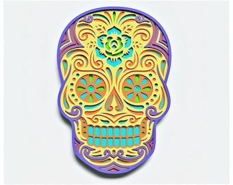 Sugar Skull v2 Layered Design for cutting, Sugar Skull mandala for laser and paper cut, SkullVector SVG Mandala for Cricut, Glowforge, etc.