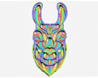 Llama Layered Design for cutting, Vector file for laser and paper cut, Llama Vector SVG Mandala for Cricut, Glowforge, etc.