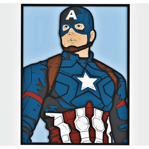 May include: A blue and red superhero costume with a white star on the chest. The costume has a red, white, and blue helmet with the letter "A" on the front.