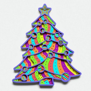 Christmas Tree Layered Design for cutting,Vector file for laser and paper cut, Christmas Tree Vector SVG Mandala for Cricut, Glowforge, etc.