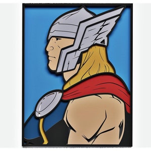 Thor v2 Layered Design pour la découpe, Fichier vectoriel Superhero pour découpe laser et papier, Superhero Vector SVG Mandala pour Cricut, Glowforge