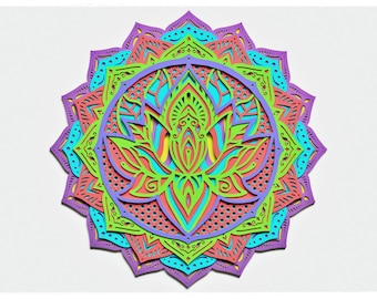 Lotus Layered Design for cutting, Lotus files for laser and paper cut, Lotus Vector SVG Mandala for Cricut, Glowforge, etc.
