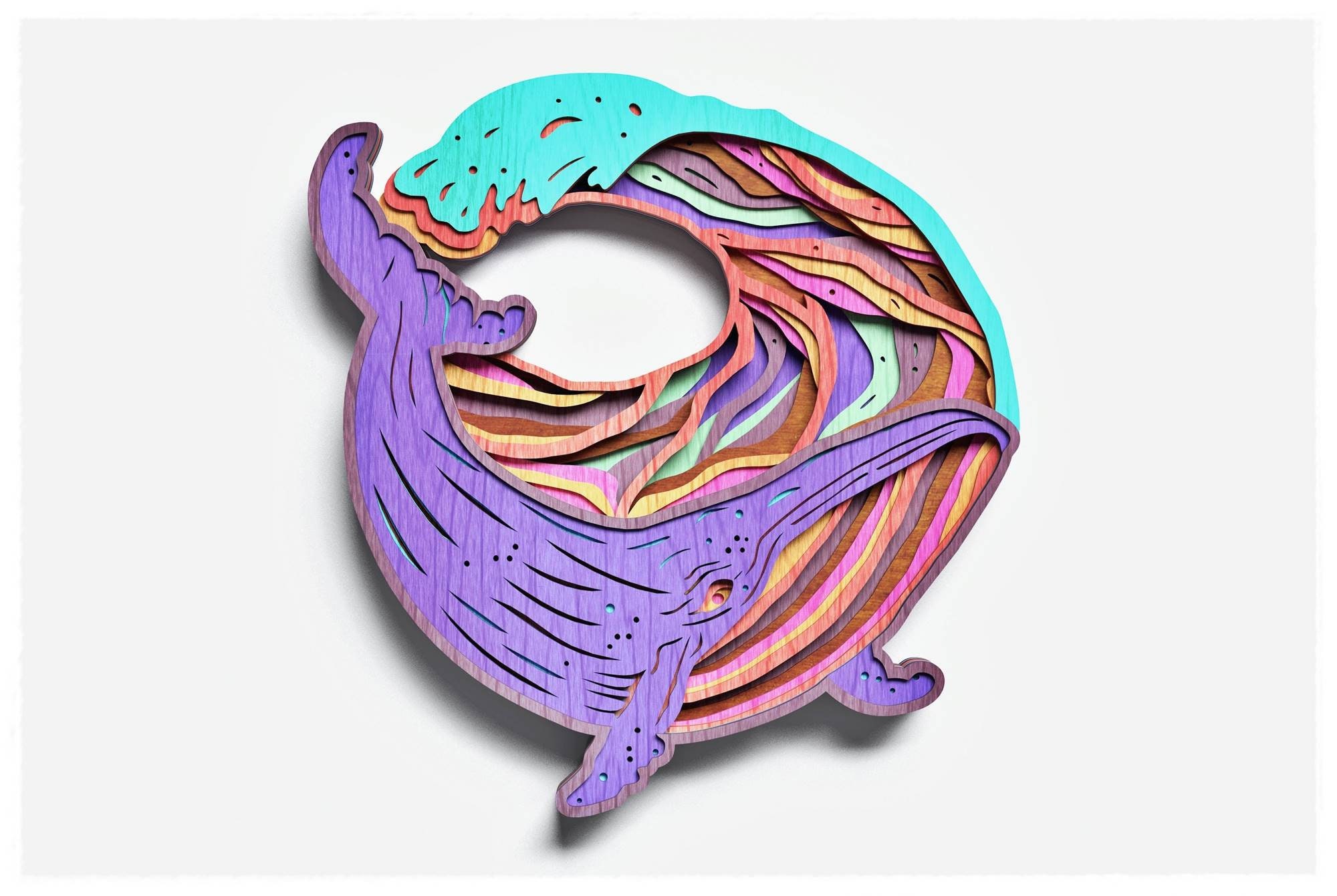 Whale Layered Design for Cutting, Vector File for Laser and Paper Cut ...