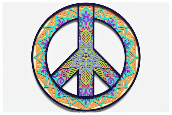 Peace Sign Layered Design for Cutting, Peace Sign Mandala for